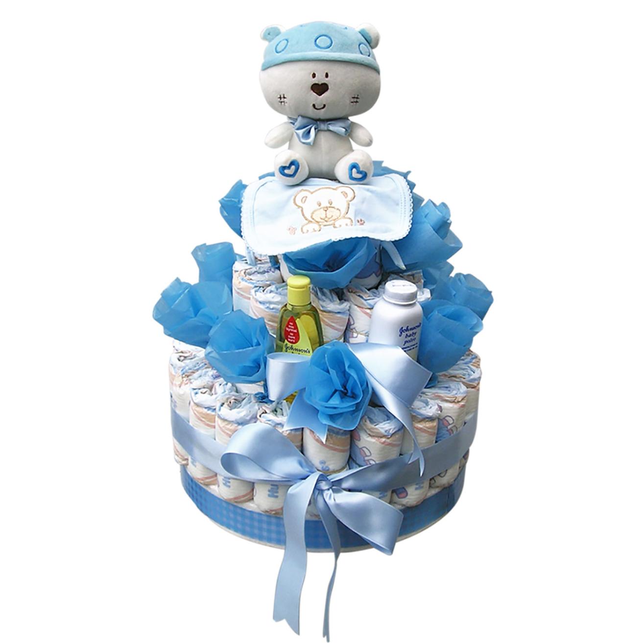 Torta de Pañales y Peluche Hombre 